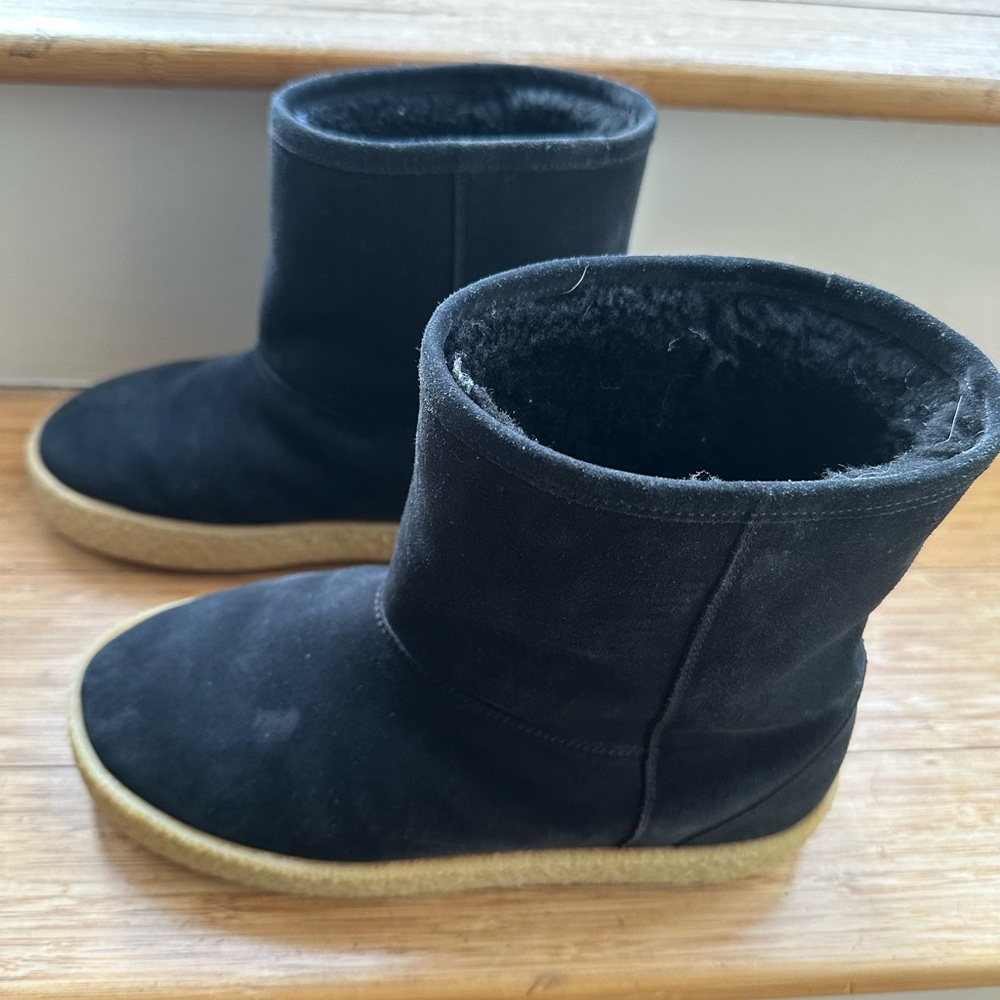 Isabel Marant Black Suede Shearling Lined Ankle Boots